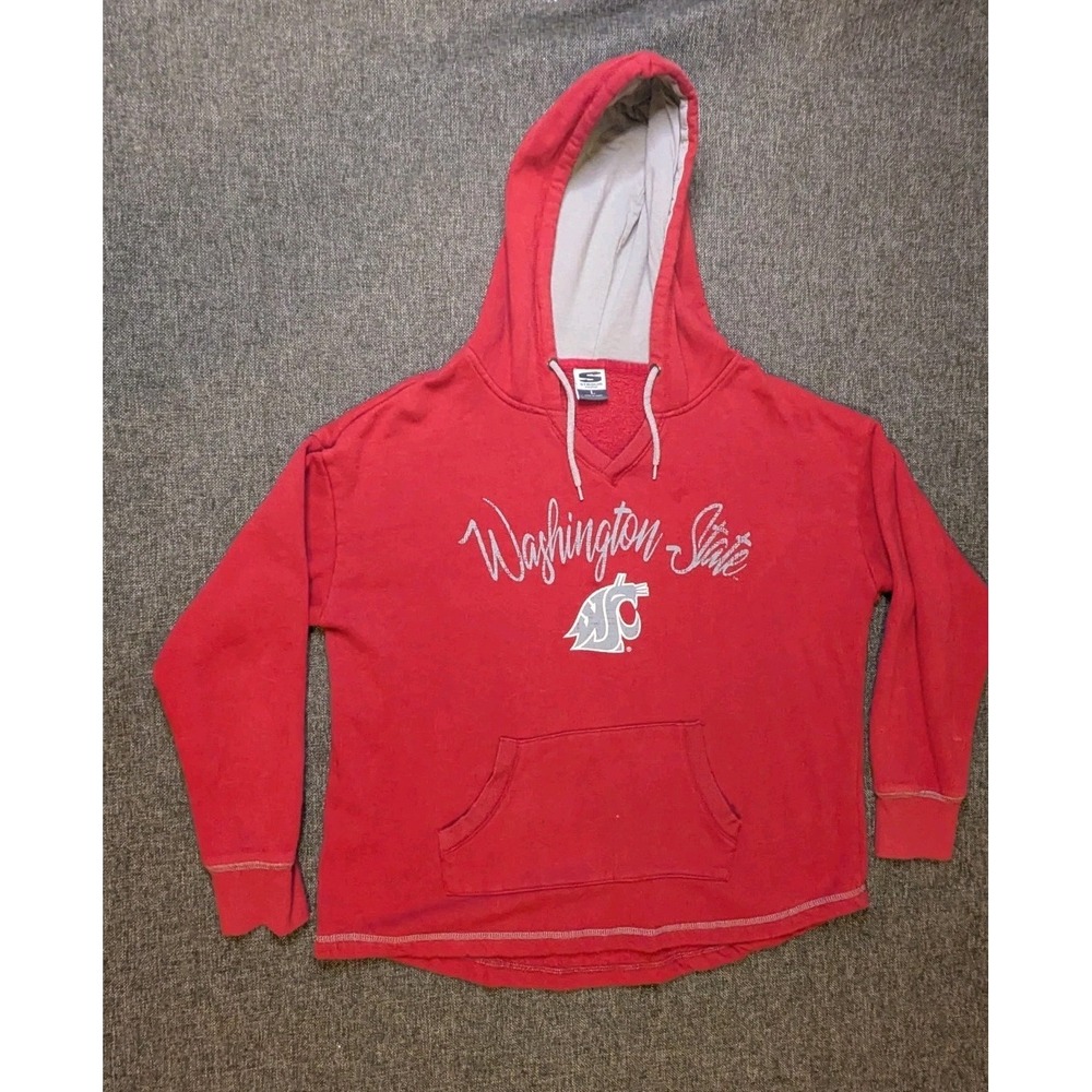 Washington State University WSU Cougars College Pullover Red Hoodie Size Large